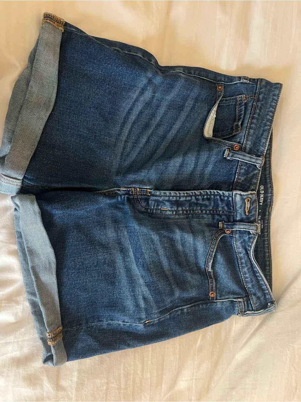 Old Navy Women's Blue Denim Roll-Cuff Boyfriend Shorts